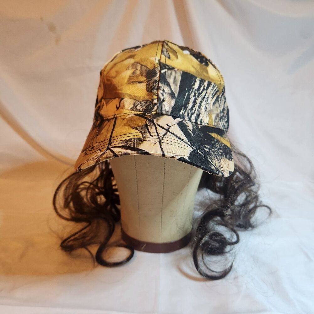 Billy Bob Billy Ray Camo Mullet Wig Hat Brown Hair Costume Adjustable Halloween